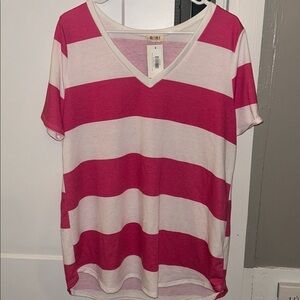 NWT BIBI Striped Vneck- Large